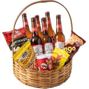 Cesta com Cervejas mais Petiscos